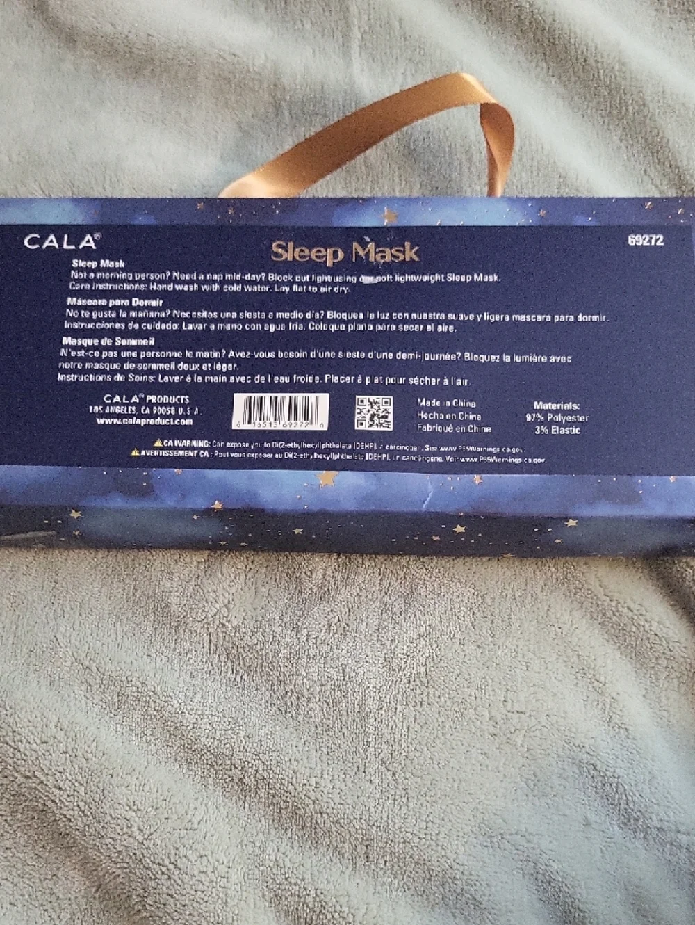 CALA Black Sleep Mask – Lightweight Light-Blocking Eye Cover